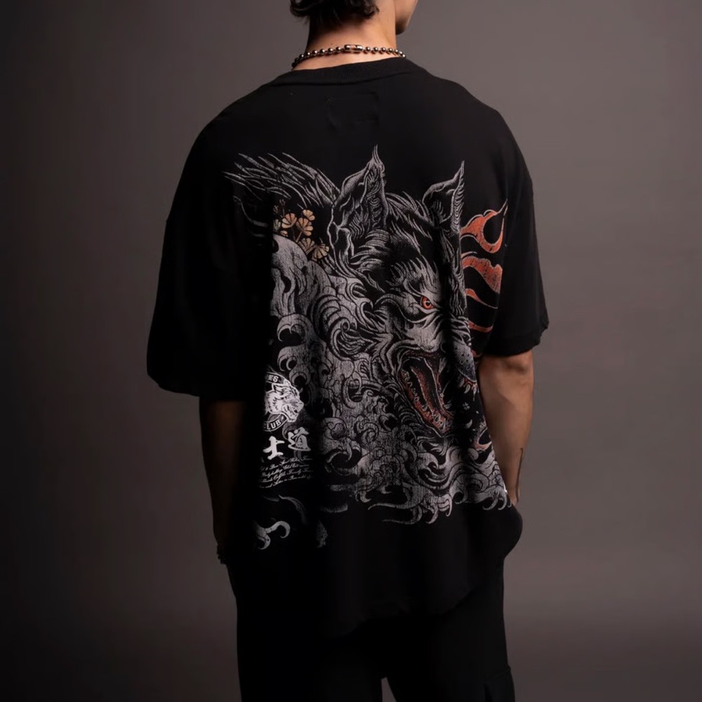 DarcSport Okami Flames "Side By Side" Oversized Tee in Black
